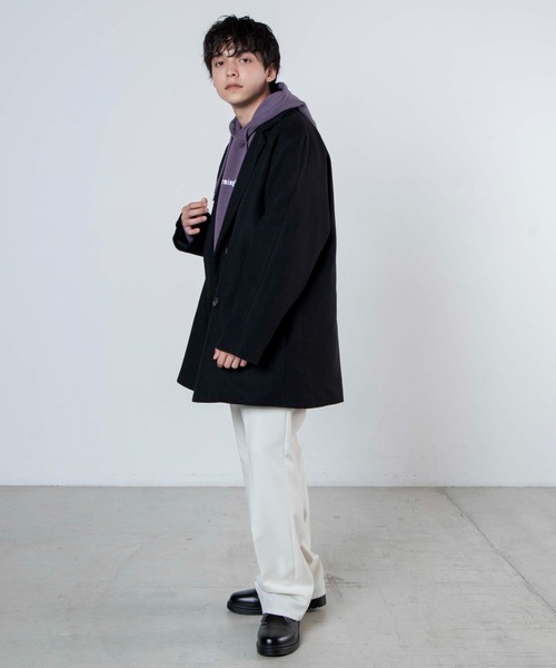 WEGO(ウィゴー)の「WEGO/ビッグシルエットメルトンテーラーコート(テーラードジャケット・メンズ・ブラック/グレー系その他/ブラウン系その他・MEDIUM/LARGE)」の5枚目の写真