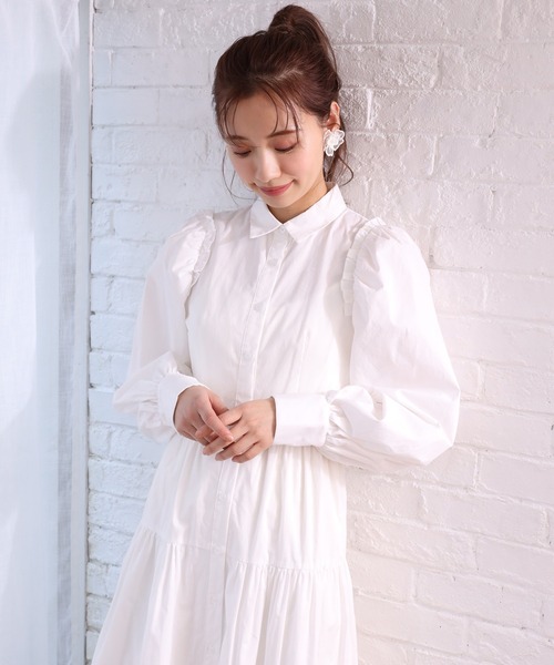 セール】ティアードロングシャツワンピース（ワンピース）｜one after