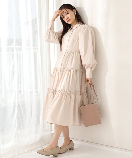 セール】ティアードロングシャツワンピース（ワンピース）｜one after