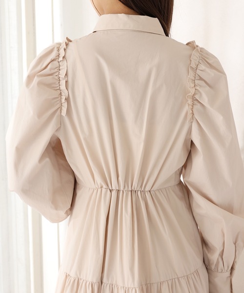 専用❤CLATHAS ワンピ 羊毛 モカベージュ セール】ガーゼティアードAラインワンピース（ワンピース）｜moi tytto