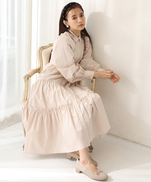 セール】ティアードロングシャツワンピース（ワンピース）｜one after