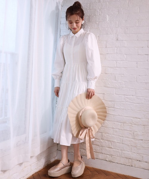 セール】ティアードロングシャツワンピース（ワンピース）｜one after