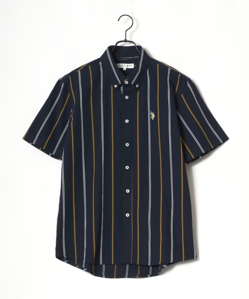U.S. POLO ASSN.（ユーエスポロアッスン）の「U.S. POLO ASSN./ユーエスポロアッスン 別注 コットン 無地 ストライプ ロゴ ワンポイント刺繍 ボタンダウン 半袖シャツ（シャツ/ブラウス・メンズ・ホワイト/ブラック/ベージュ/ネイビー/ホワイト系その他/ブルー系その他/ブルー系その他2・LL/M/L）」の13枚目の写真