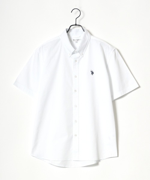 U.S. POLO ASSN.（ユーエスポロアッスン）の「U.S. POLO ASSN./ユーエスポロアッスン 別注 コットン 無地 ストライプ ロゴ ワンポイント刺繍 ボタンダウン 半袖シャツ（シャツ/ブラウス・メンズ・ホワイト/ブラック/ベージュ/ネイビー/ホワイト系その他/ブルー系その他/ブルー系その他2・LL/M/L）」の9枚目の写真