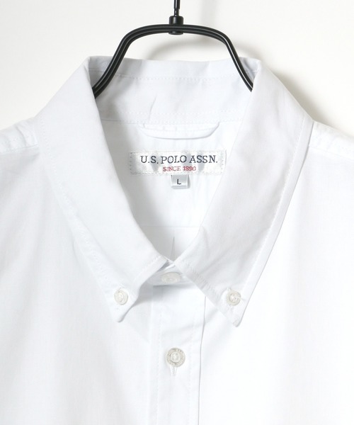 U.S. POLO ASSN.（ユーエスポロアッスン）の「U.S. POLO ASSN./ユーエスポロアッスン 別注 コットン 無地 ストライプ ロゴ ワンポイント刺繍 ボタンダウン 半袖シャツ（シャツ/ブラウス・メンズ・ホワイト/ブラック/ベージュ/ネイビー/ホワイト系その他/ブルー系その他/ブルー系その他2・LL/M/L）」の10枚目の写真