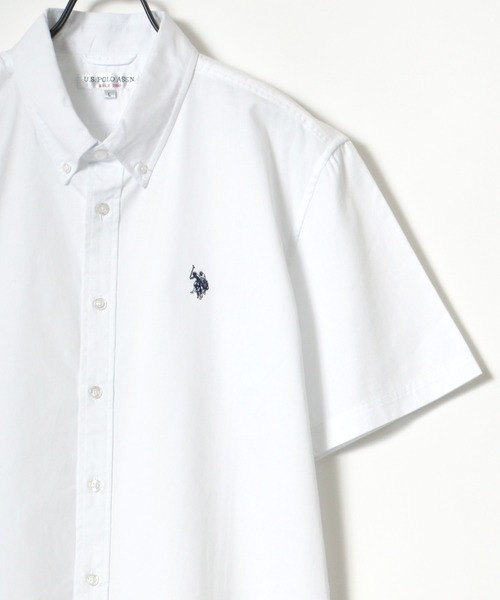 U.S. POLO ASSN.（ユーエスポロアッスン）の「U.S. POLO ASSN./ユーエスポロアッスン 別注 コットン 無地 ストライプ ロゴ ワンポイント刺繍 ボタンダウン 半袖シャツ（シャツ/ブラウス・メンズ・ホワイト/ブラック/ベージュ/ネイビー/ホワイト系その他/ブルー系その他/ブルー系その他2・LL/M/L）」の21枚目の写真