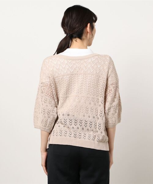 Honeys(ハニーズ)の「透かし編2wayカーデ(カーディガン/ボレロ・レディース・レッド/ブラック/ブルー/アイボリー/ベージュ・M/L/LL)」の8枚目の写真