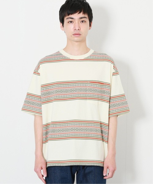 JOURNAL STANDARD relume（ジャーナルスタンダード　レリューム）の「JACQUARD BORDER Tシャツ（Tシャツ/カットソー・メンズ・アイボリー/チョコ/ブルー系その他・MEDIUM/LARGE）」の7枚目の写真
