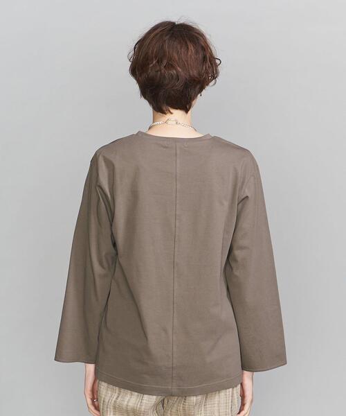 BEAUTY&YOUTH UNITED ARROWS（ビューティーアンドユースユナイテッドアローズ）の「BY コットンスリットスリーブクルーネックロングTシャツ :（Tシャツ/カットソー・レディース・ホワイト/クリーム/モカ・FREE）」の4枚目の写真