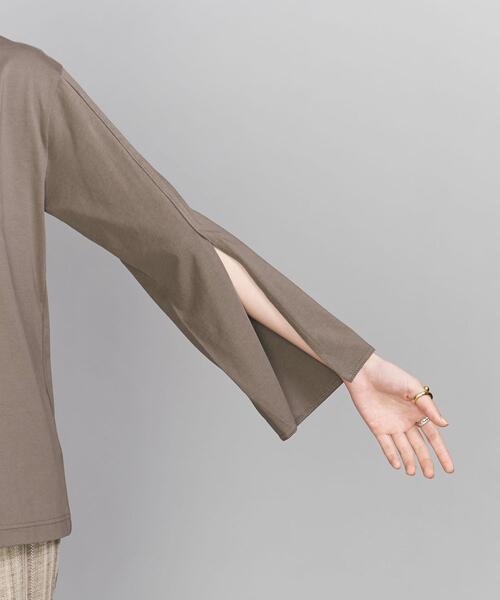 BEAUTY&YOUTH UNITED ARROWS（ビューティーアンドユースユナイテッドアローズ）の「BY コットンスリットスリーブクルーネックロングTシャツ :（Tシャツ/カットソー・レディース・ホワイト/クリーム/モカ・FREE）」の6枚目の写真