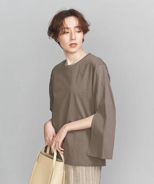 BEAUTY&YOUTH UNITED ARROWS（ビューティーアンドユースユナイテッドアローズ）の「BY コットンスリットスリーブクルーネックロングTシャツ :（Tシャツ/カットソー・レディース・ホワイト/クリーム/モカ・FREE）」の7枚目の写真