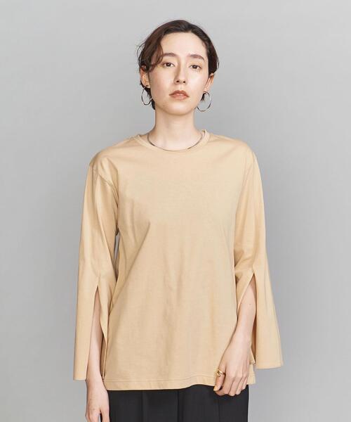 BEAUTY&YOUTH UNITED ARROWS（ビューティーアンドユースユナイテッドアローズ）の「BY コットンスリットスリーブクルーネックロングTシャツ :（Tシャツ/カットソー・レディース・ホワイト/クリーム/モカ・FREE）」の19枚目の写真