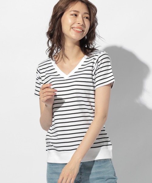 BAYFLOW（ベイフロー）の「オーガニックコットンVプルオーバー（Tシャツ/カットソー・レディース・ブラウン/オフホワイト/カーキ/その他1/その他2・SMALL/MEDIUM/LARGE）」の4枚目の写真