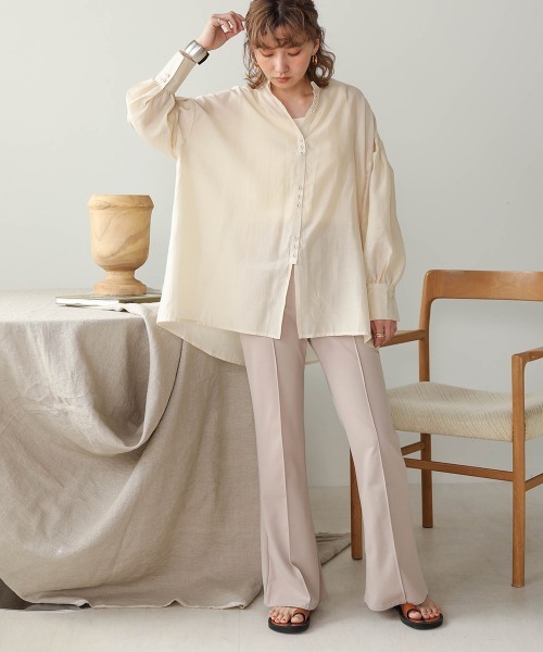 Bab(バブ)の「【WEB限定】ボタンデザインシアーブラウス(シャツ/ブラウス・レディース・ブラウン/ピンクベージュ/Cream・38)」の19枚目の写真