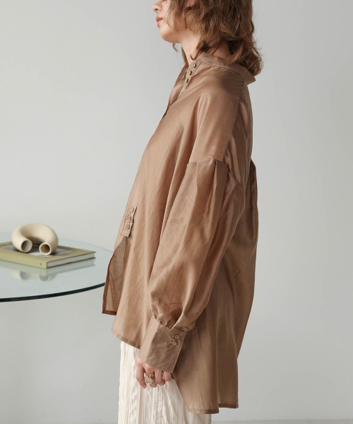 Bab(バブ)の「【WEB限定】ボタンデザインシアーブラウス(シャツ/ブラウス・レディース・ブラウン/ピンクベージュ/Cream・38)」の12枚目の写真