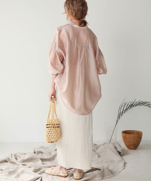 Bab(バブ)の「【WEB限定】ボタンデザインシアーブラウス(シャツ/ブラウス・レディース・ブラウン/ピンクベージュ/Cream・38)」の14枚目の写真