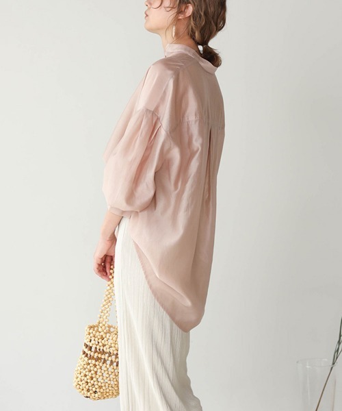 Bab(バブ)の「【WEB限定】ボタンデザインシアーブラウス(シャツ/ブラウス・レディース・ブラウン/ピンクベージュ/Cream・38)」の7枚目の写真