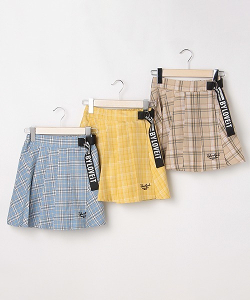 by LOVEiT（バイラビット）の「テープつきチェックスカパン（スカート・キッズ・ベージュ/イエロー/サックスブルー・150cm/140cm/130cm/120cm/160cm）」の5枚目の写真