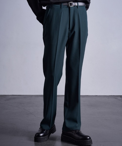 Loose/ルース（ルース）の「センタープレス ハイウエストセミフレアパンツ（スラックス・メンズ・ブルー/オフホワイト/ブラック/ダークグリーン/インディゴブルー・S/M/L/XS）」の12枚目の写真