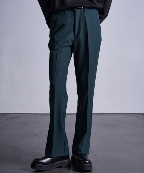 Loose/ルース（ルース）の「センタープレス ハイウエストセミフレアパンツ（スラックス・メンズ・ブルー/オフホワイト/ブラック/ダークグリーン/インディゴブルー・S/M/L/XS）」の11枚目の写真