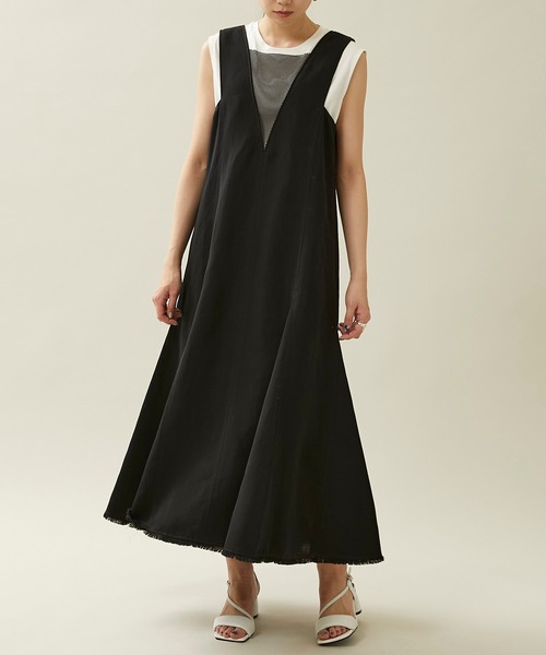 美品 CITY シティ ワンピース リネンチノクロスフレア2WAY ブラック F 美品 CITY シティ ワンピース リネンチノクロスフレア2WAY
