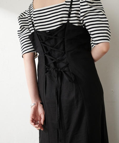 DISCOAT（ディスコート）の「レースアップマーメイドキャミワンピース（ワンピース・レディース・ブラック/キャメル・FREE）」の7枚目の写真