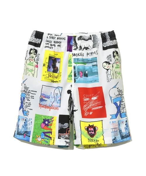 Mark Gonzales(マーク・ゴンザレス)の「Mark Gonzales/マークゴンザレス SHORT PANTS(その他パンツ・メンズ・ホワイト/ブラック/レッド・MEDIUM/LARGE)」の1枚目の写真