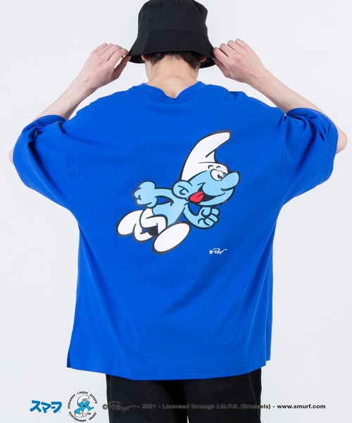 WEGO（ウィゴー）の「∴WEGO/別注スマーフ プリントビックシルエット5分袖Tシャツ（Tシャツ/カットソー・メンズ・ホワイト/イエロー/オレンジ/ブルー・MEDIUM/LARGE）」の4枚目の写真