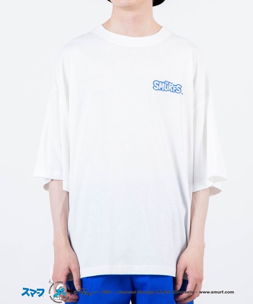 WEGO（ウィゴー）の「∴WEGO/別注スマーフ プリントビックシルエット5分袖Tシャツ（Tシャツ/カットソー・メンズ・ホワイト/イエロー/オレンジ/ブルー・MEDIUM/LARGE）」の17枚目の写真