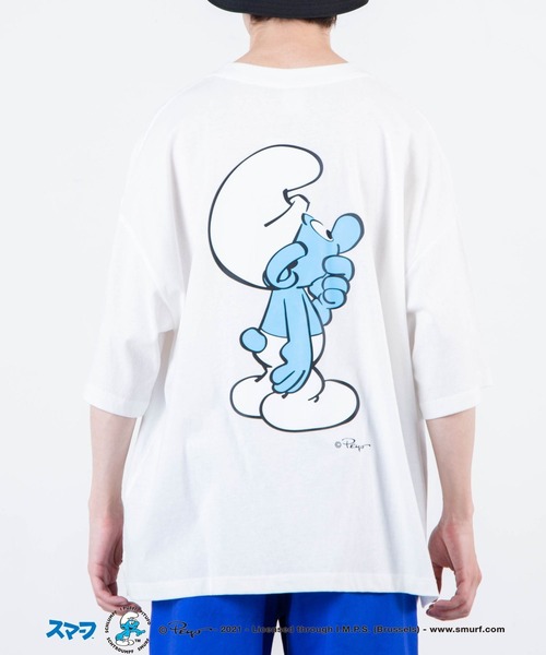 WEGO（ウィゴー）の「∴WEGO/別注スマーフ プリントビックシルエット5分袖Tシャツ（Tシャツ/カットソー・メンズ・ホワイト/イエロー/オレンジ/ブルー・MEDIUM/LARGE）」の18枚目の写真