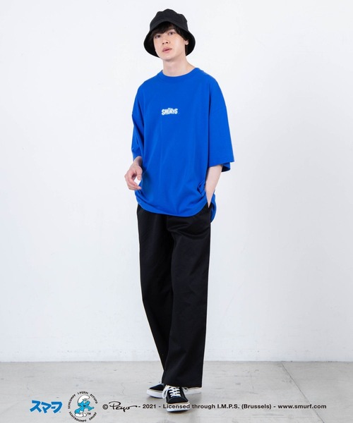 WEGO（ウィゴー）の「∴WEGO/別注スマーフ プリントビックシルエット5分袖Tシャツ（Tシャツ/カットソー・メンズ・ホワイト/イエロー/オレンジ/ブルー・MEDIUM/LARGE）」の8枚目の写真