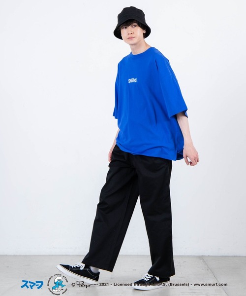 WEGO（ウィゴー）の「∴WEGO/別注スマーフ プリントビックシルエット5分袖Tシャツ（Tシャツ/カットソー・メンズ・ホワイト/イエロー/オレンジ/ブルー・MEDIUM/LARGE）」の9枚目の写真