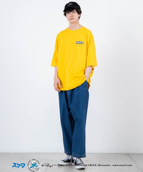 WEGO（ウィゴー）の「∴WEGO/別注スマーフ プリントビックシルエット5分袖Tシャツ（Tシャツ/カットソー・メンズ・ホワイト/イエロー/オレンジ/ブルー・MEDIUM/LARGE）」の11枚目の写真