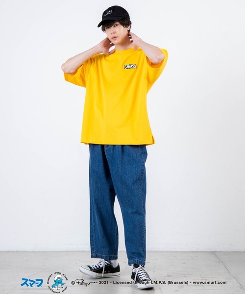 WEGO（ウィゴー）の「∴WEGO/別注スマーフ プリントビックシルエット5分袖Tシャツ（Tシャツ/カットソー・メンズ・ホワイト/イエロー/オレンジ/ブルー・MEDIUM/LARGE）」の12枚目の写真