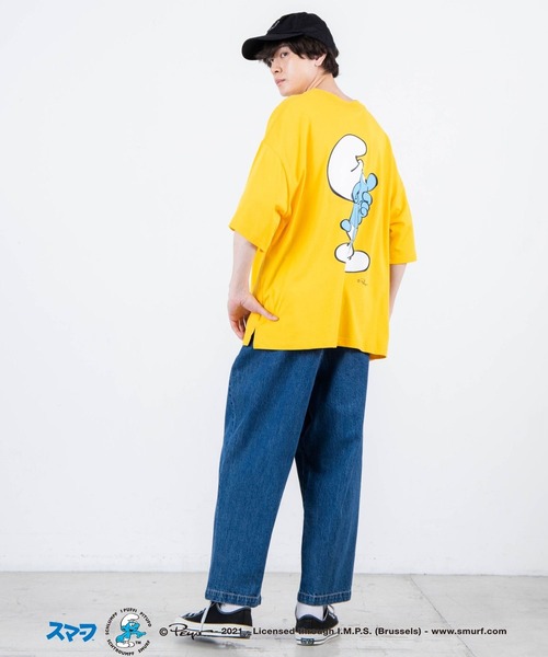 WEGO（ウィゴー）の「∴WEGO/別注スマーフ プリントビックシルエット5分袖Tシャツ（Tシャツ/カットソー・メンズ・ホワイト/イエロー/オレンジ/ブルー・MEDIUM/LARGE）」の13枚目の写真