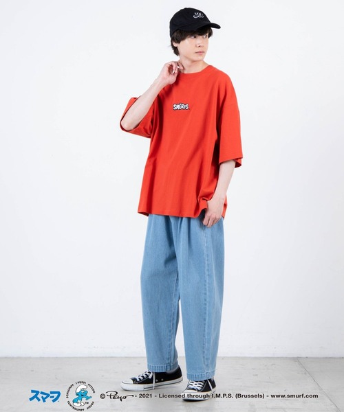 WEGO（ウィゴー）の「∴WEGO/別注スマーフ プリントビックシルエット5分袖Tシャツ（Tシャツ/カットソー・メンズ・ホワイト/イエロー/オレンジ/ブルー・MEDIUM/LARGE）」の14枚目の写真
