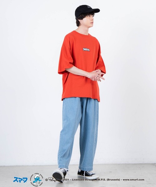 WEGO（ウィゴー）の「∴WEGO/別注スマーフ プリントビックシルエット5分袖Tシャツ（Tシャツ/カットソー・メンズ・ホワイト/イエロー/オレンジ/ブルー・MEDIUM/LARGE）」の15枚目の写真
