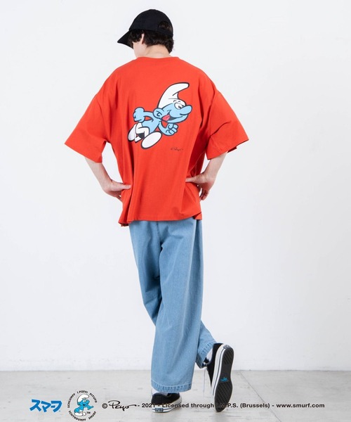 WEGO（ウィゴー）の「∴WEGO/別注スマーフ プリントビックシルエット5分袖Tシャツ（Tシャツ/カットソー・メンズ・ホワイト/イエロー/オレンジ/ブルー・MEDIUM/LARGE）」の16枚目の写真
