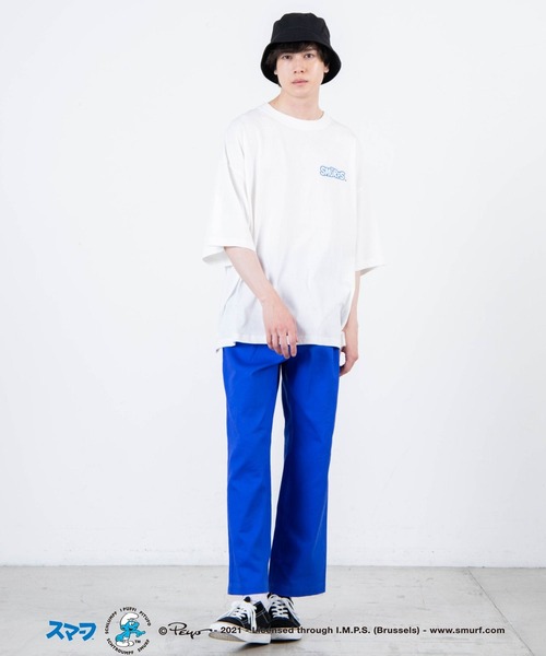 WEGO（ウィゴー）の「∴WEGO/別注スマーフ プリントビックシルエット5分袖Tシャツ（Tシャツ/カットソー・メンズ・ホワイト/イエロー/オレンジ/ブルー・MEDIUM/LARGE）」の5枚目の写真