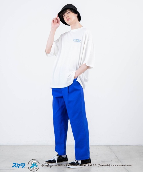 WEGO（ウィゴー）の「∴WEGO/別注スマーフ プリントビックシルエット5分袖Tシャツ（Tシャツ/カットソー・メンズ・ホワイト/イエロー/オレンジ/ブルー・MEDIUM/LARGE）」の6枚目の写真