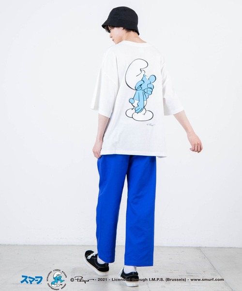 WEGO（ウィゴー）の「∴WEGO/別注スマーフ プリントビックシルエット5分袖Tシャツ（Tシャツ/カットソー・メンズ・ホワイト/イエロー/オレンジ/ブルー・MEDIUM/LARGE）」の7枚目の写真