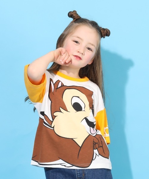 BABYDOLL(ベビードール)の「ディズニー ネオンBIGキャラクターTシャツ 4931K(Tシャツ/カットソー・キッズ・パープル/ピンク/ターコイズブルー/イエロー/オレンジ/グリーン・90cm/110cm/100cm/120cm/130cm/80cm)」の1枚目の写真