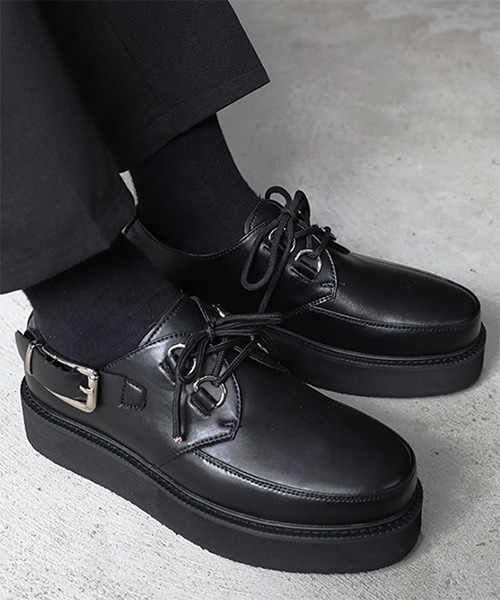 WESTBOY(ウエストボーイ)の「【WB ORIGINALS】Belt Strap Platform Leather Shoes WO21S312SH(ドレスシューズ・メンズ・ブラック・42/43/41/40)」の1枚目の写真
