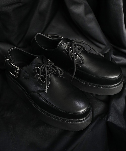 WESTBOY(ウエストボーイ)の「【WB ORIGINALS】Belt Strap Platform Leather Shoes WO21S312SH(ドレスシューズ・メンズ・ブラック・42/43/41/40)」の4枚目の写真