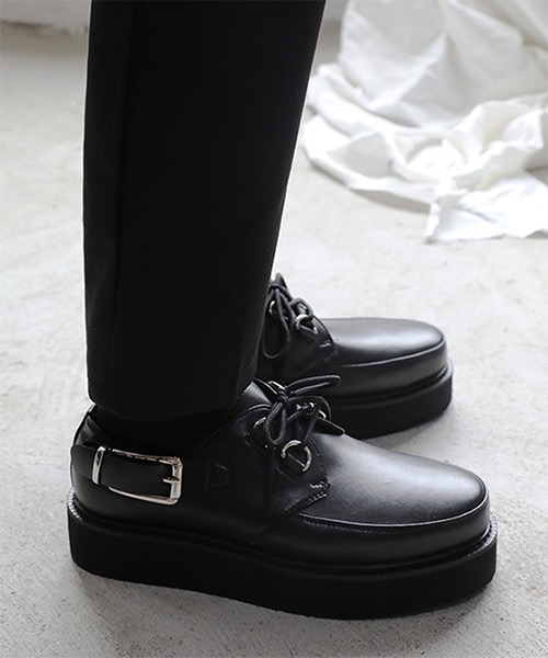 WESTBOY(ウエストボーイ)の「【WB ORIGINALS】Belt Strap Platform Leather Shoes WO21S312SH(ドレスシューズ・メンズ・ブラック・42/43/41/40)」の2枚目の写真