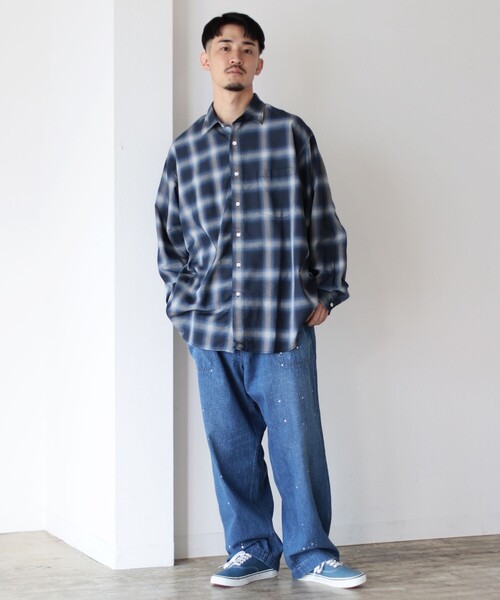 BEAMS（ビームス）の「BEAMS / ペイント 1プリーツ ベイカーパンツ（チノパンツ・メンズ・アイボリー/インディゴブルー・LARGE/SMALL/X-LARGE/MEDIUM）」の6枚目の写真
