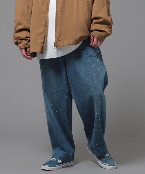 BEAMS（ビームス）の「BEAMS / ペイント 1プリーツ ベイカーパンツ（チノパンツ・メンズ・アイボリー/インディゴブルー・LARGE/SMALL/X-LARGE/MEDIUM）」の15枚目の写真