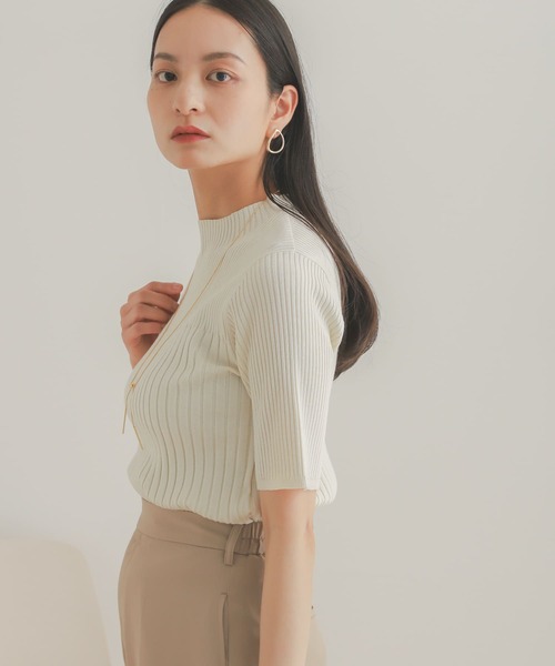 SENSE OF PLACE by URBAN RESEARCH（センスオブプレイスバイアーバンリサーチ）の「ワイドリブコンパクトニットセーター（ニット/セーター・レディース・ブラック/アイボリー/ライトブルー/ブラウン・ONE）」の8枚目の写真