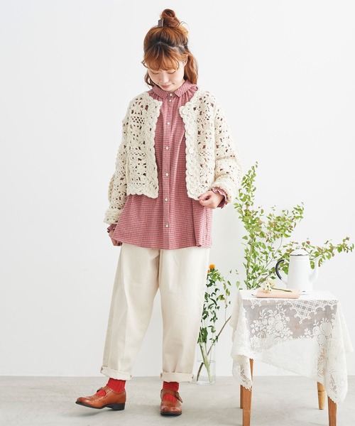 chambre de charme（シャンブルドゥシャーム）の「cdc ネパールハンドニット　かぎ針編カーディガン（カーディガン/ボレロ・レディース・オフホワイト・FREE）」の5枚目の写真