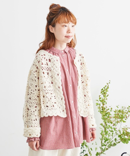 chambre de charme（シャンブルドゥシャーム）の「cdc ネパールハンドニット　かぎ針編カーディガン（カーディガン/ボレロ・レディース・オフホワイト・FREE）」の12枚目の写真